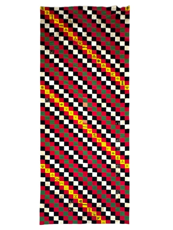 Mans Wrapper Ewe People: 108 1/2" x 61" Circa 1900-1920. Provenance: Collection of William and Diane Itter. Please see photos for condition and details.