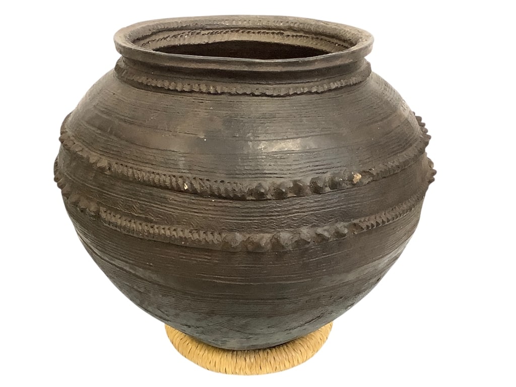 Nigerian Nupe Water Pot: 14"H x 14"H. Please note: Some pots may have repairs that may not be noted. Provenance: Collection of William and Diane Itter. Please see photos for condition and details.