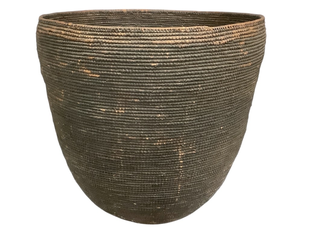 Cameroon Coiled Basket: 22"H x 23"Dia. Good condition for age. Provenance: Collection of William and Diane Itter. Please see photos for condition and details.