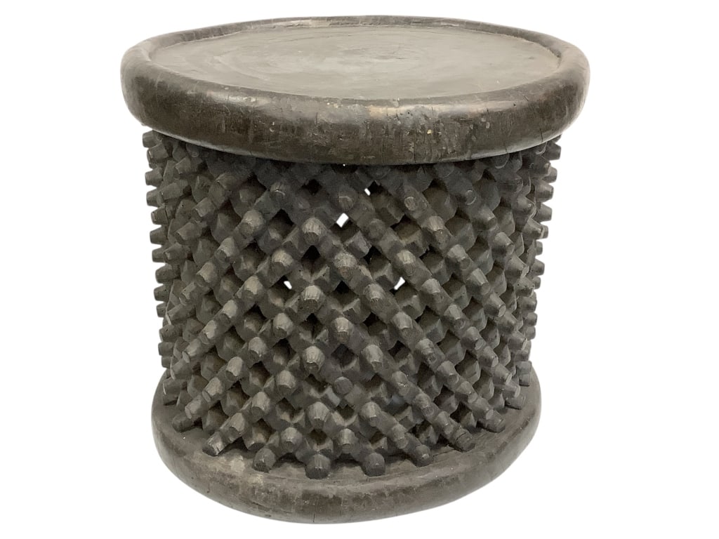Cameroon Grasslands Stool: 16"H x 17"Dia. Good condition, Provenance: Collection of William and Diane Itter. Please see photos for condition and details.