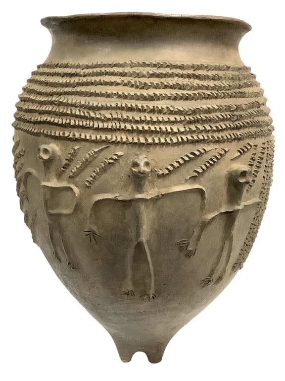 Mambila Clay Jar Nigeria: 22"H x 16"Dia. Fair condition consistent with age and use. Provenance: Collection of William and Diane Itter. Please see photos for condition and details. Please note: Some pots may have repairs that