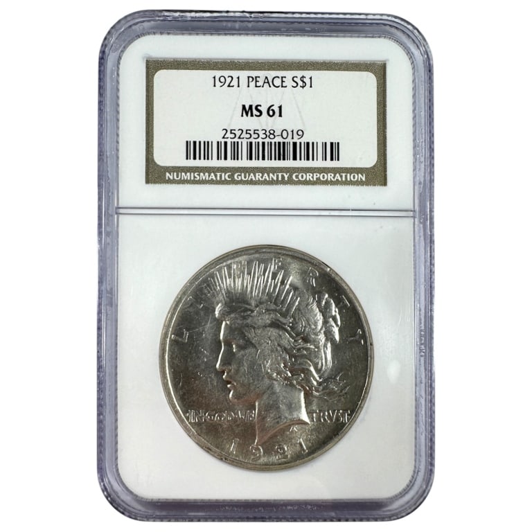 1921 Peace Dollar, Key Date NGC MS61: See pictures