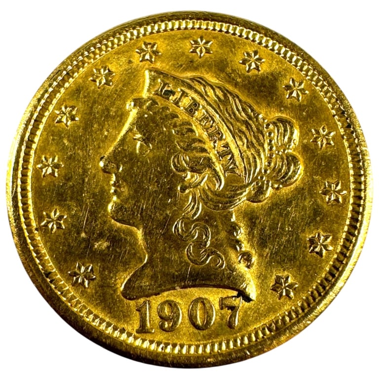 1907 Gold Liberty Head Quarter Eagle: Great condition with excellent detail.