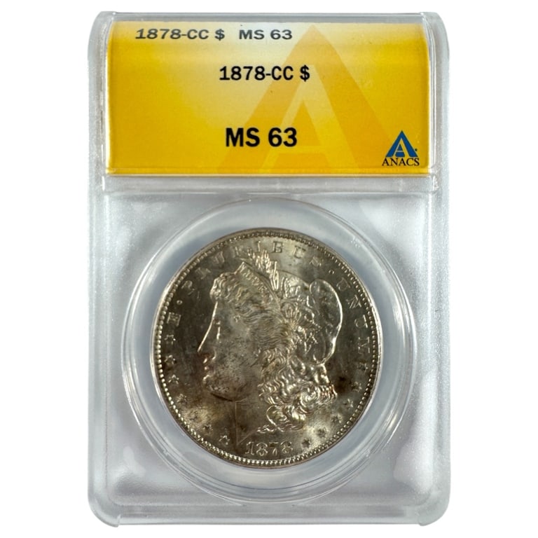 1878 CC Morgan Dollar - ANACS MS63: First year Morgan produced at Carson City Mint