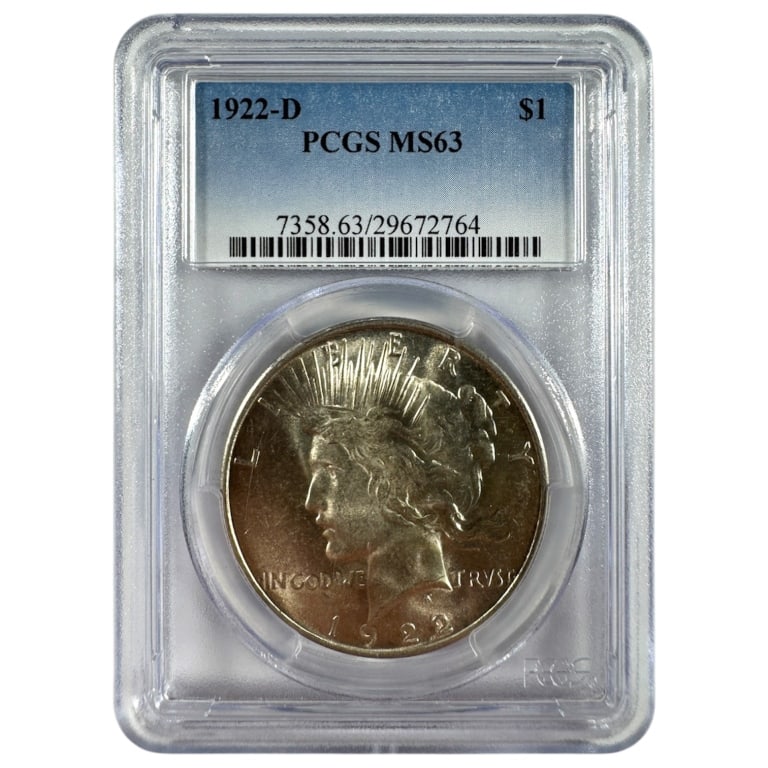 1922 D Peace Dollar PCGS MS63: See pictures