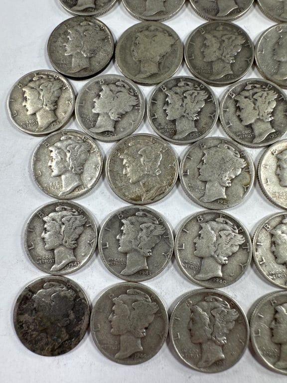 Roll 50 Mercury Dimes - Mixed Dates, Condition - 5