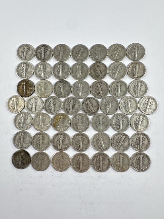 Roll 50 Mercury Dimes - Mixed Dates, Condition - 6