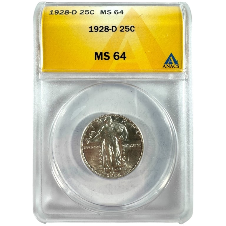 1928-D Standing Liberty Quarter ANACS MS64: See pictures