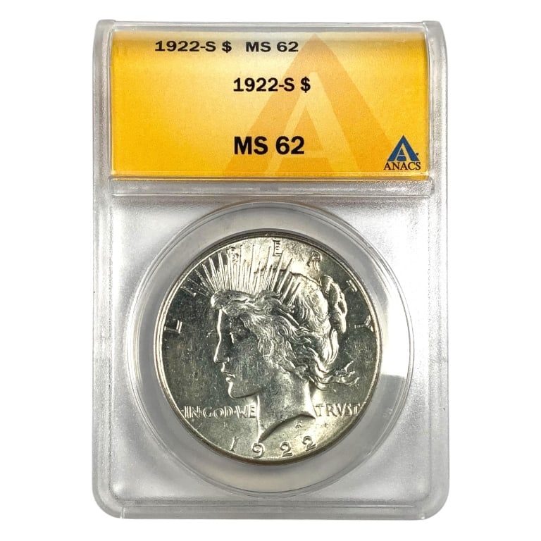 1922 S Peace Dollar ANACS MS62: See pictures
