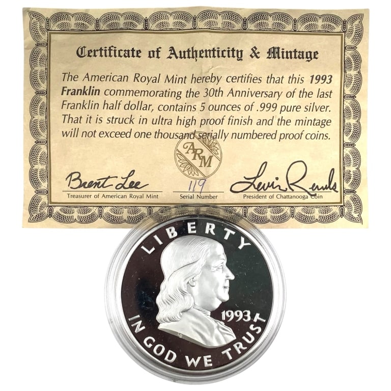 5 Ounce Silver Round .999: See pictures