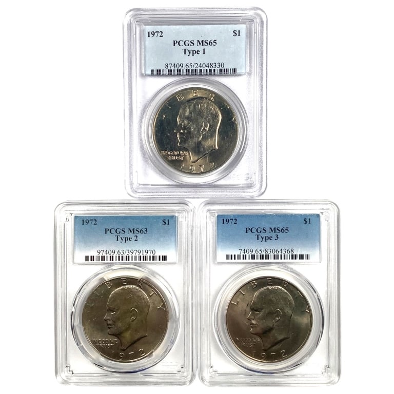 3 1972 Ike Dollars; T1, T2, T3 (1 of 7)
