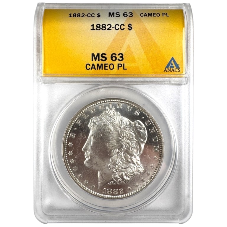 1882 CC Morgan Dollar ANACS MS63 Cameo PL: See pictures