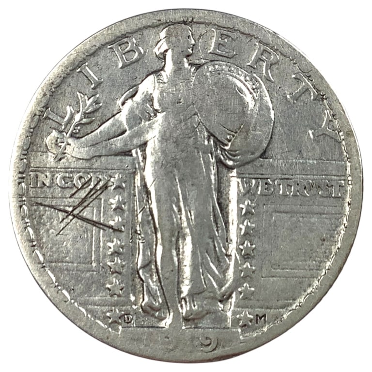 1919 D Standing Liberty Qtr F Details Scratched: See pictures