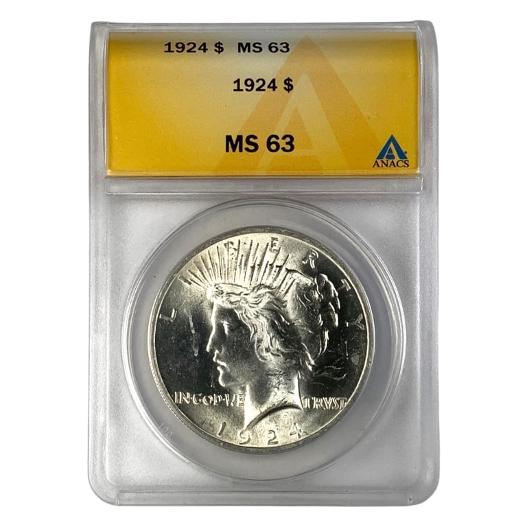 1924 Peace Dollar ANACS MS63: See pictures