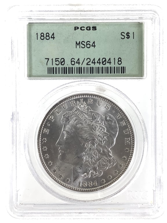 1884 Morgan Dollar PCGS MS64 Early Slab: See pictures