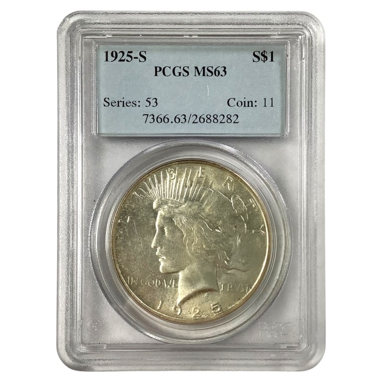 1925 S Peace Dollar PCGS MS63: See pictures