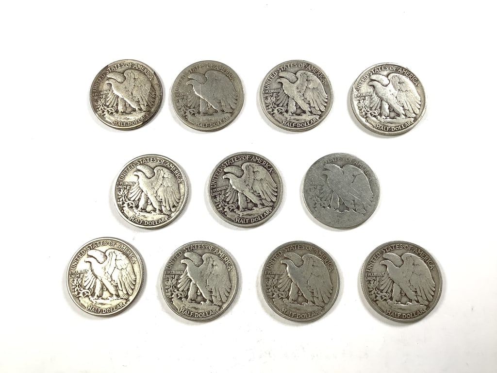 11 Walking Liberty Half Dollars - 6