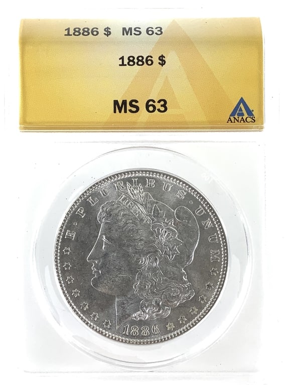 1886 Morgan Dollar ANACS MS63: See pictures