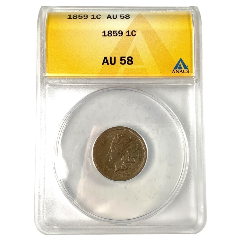 1959 Indian Head Cent ANACS AU58: See pictures