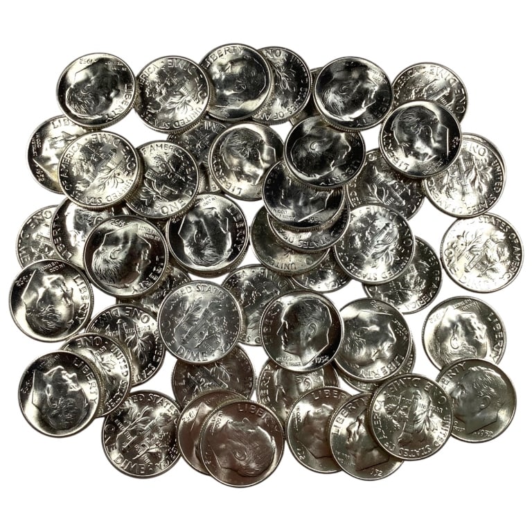 Tube (50) BU 1952 S Roosevelt Dimes: See pictures