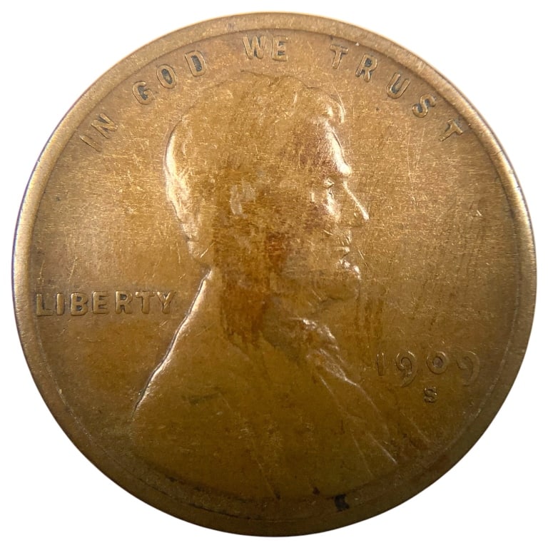 1909 S Lincoln Cent; F Condition: See pictures