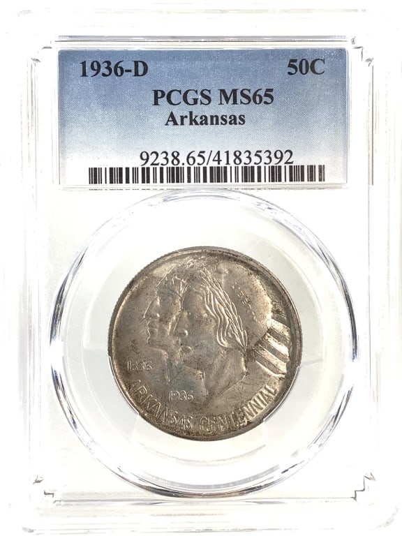1936 D Arkansas Commem HAlf PCGS MS65: See pictures