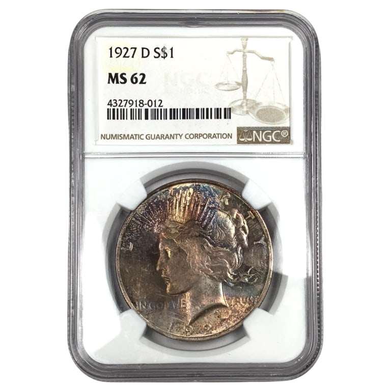 1927 D Peace Dollar NGC MS62 Colorful Toning: See pictures