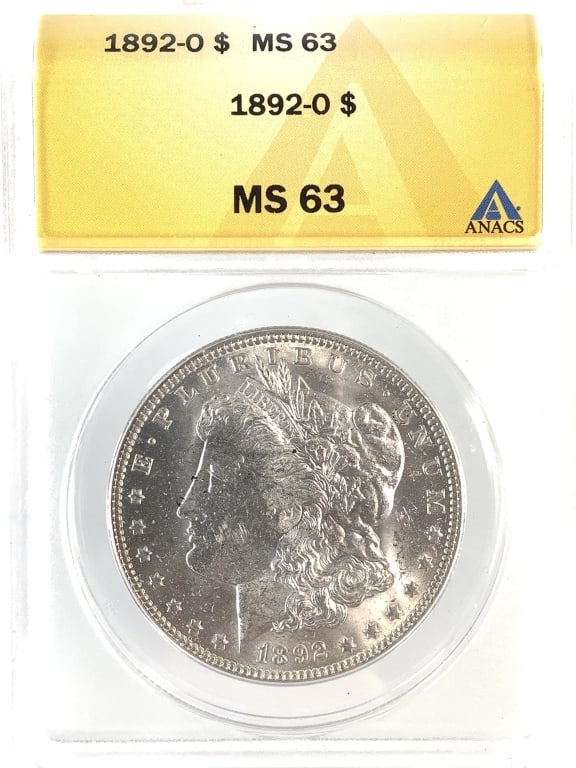 1892 O Morgan Dollar ANACS MS63: See pictures