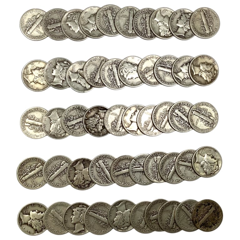 50 Mercury Dimes in Tube (1 of 5)
