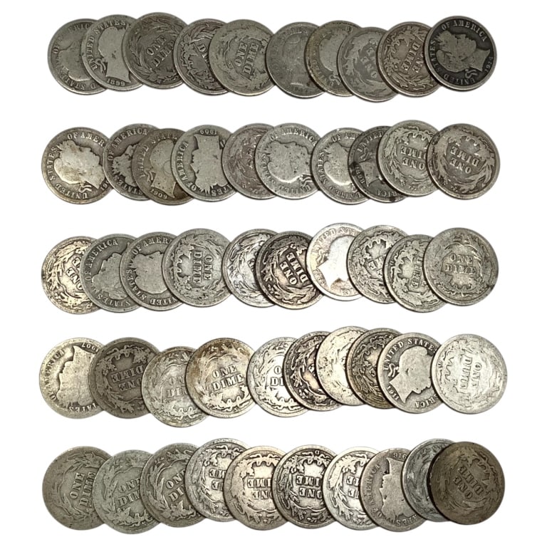 50 Barber Dimes; mixed Dates and Condition (1 of 5)