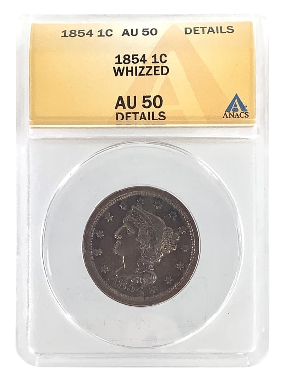 1954 Large Cent ANACS AU50 Details: See pictures