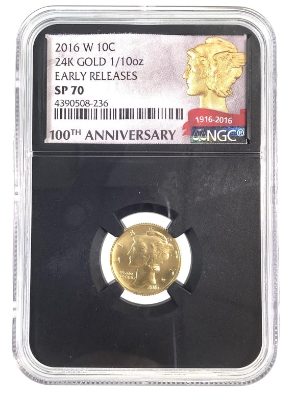2016 W 10 Cent 24K Gold NGC SP70 1/10 oz: Early Release