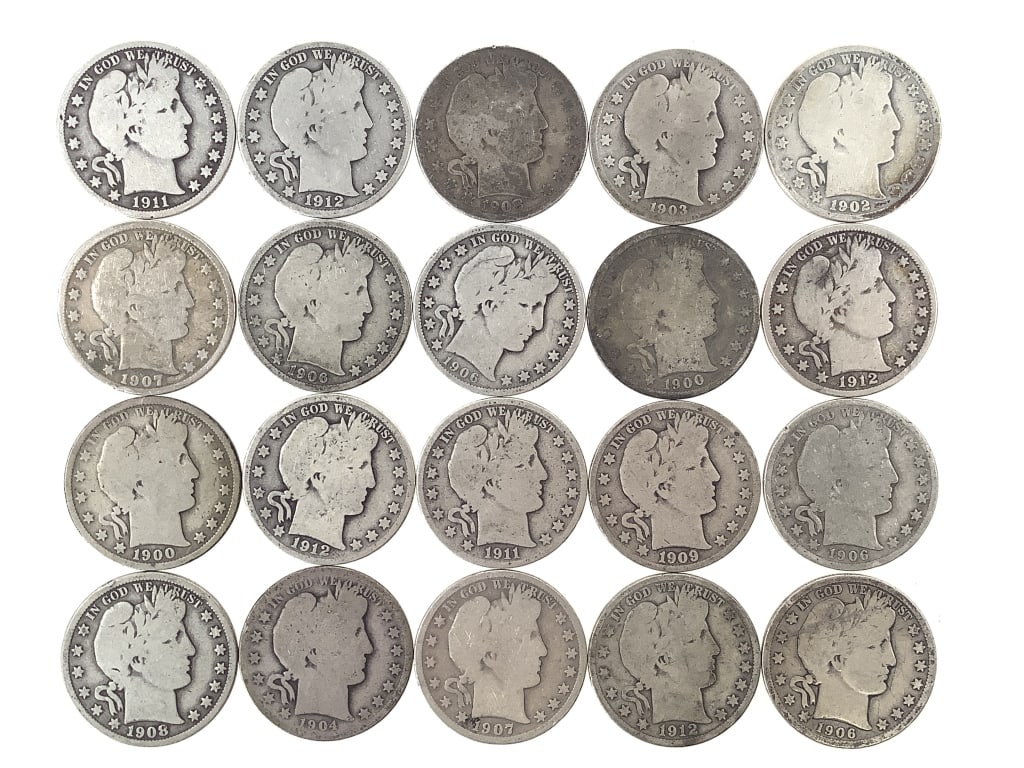 20 Barber Half Dollars in Tube: See pictures
