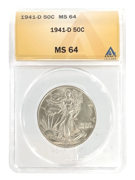 1941 D WL Half Dollar ANACS MS64: See pictures