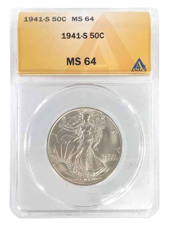 1941 S WL Half Dollar ANACS MS64: See pictures
