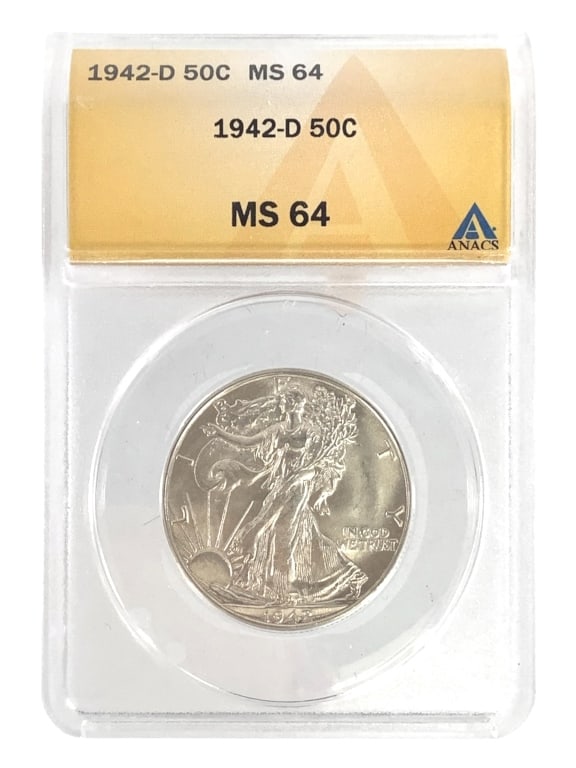 1942 D WL Half Dollar ANACS MS64: See pictures