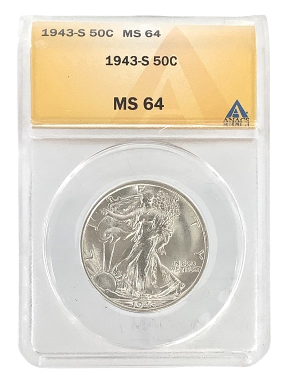 1943 S WL Half Dollar ANACS MS64: See pictures
