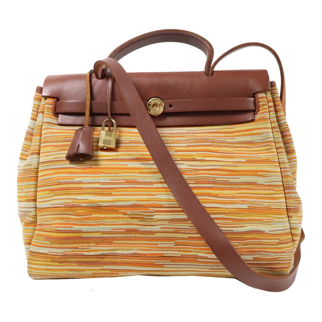 HERMES Vibrato Leather Herbag Gold Hand-Handed Shoulder and Back Bags Orange/Red 2wayShoulder B (1 of 13)