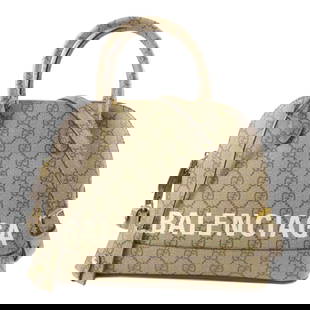 GUCCI Painted Canvas Gucci x Balenciaga Shoulder Bag Shoulder Back Bag 2wayShoulder Bag Brown PVC: Item Name: GUCCI Painted Canvas Gucci x Balenciaga Shoulder Bag Shoulder Back Bag 2wayShoulder Bag Brown PVC Brand: GUCCI Model No.: 681699 Size: x W:26cmH:22cm x D:11.5cm(W:10.2 inch x H:8.7 inch x D