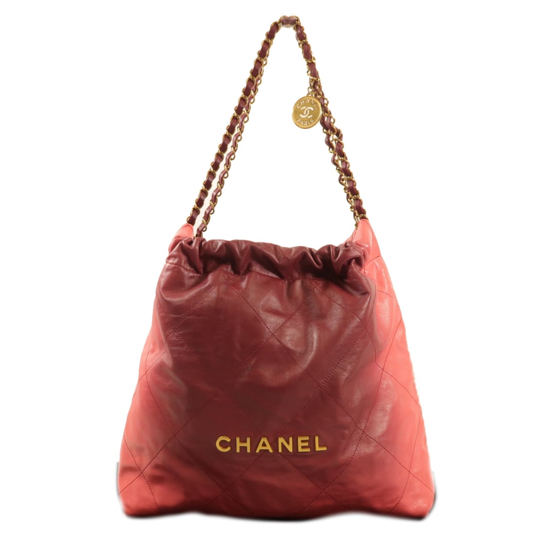 CHANEL Red Pink Sheepskin leather Chanel 22 gold shoulder bag Shoulder Bag Lambskin (sheep leather) (1 of 19)