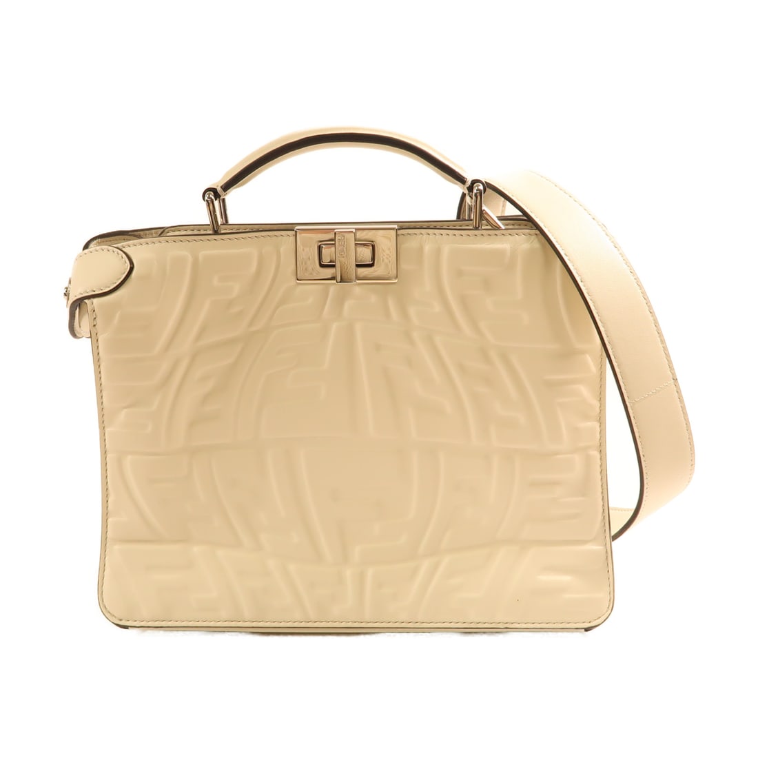 FENDI Cowhide Leather Peekaboo Ginpaku Hand-Handed Shoulder and Back Bag 2wayShoulder Bag Whit (1 of 15)