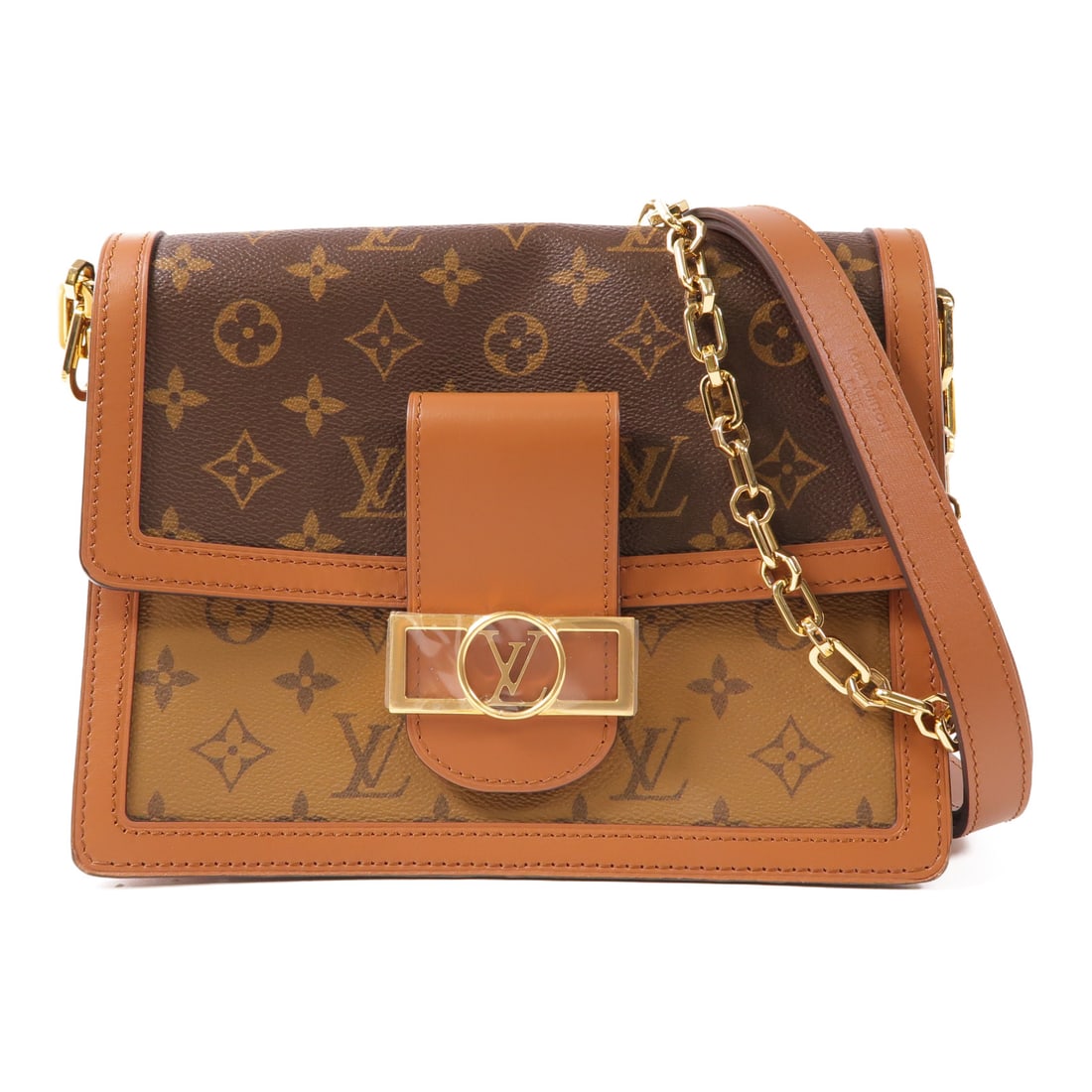 LOUIS VUITTON Monogram Reverse Dauphine MM Golden Chest Shoulder Bag Brown Shoulder Bag M45958 (1 of 12)