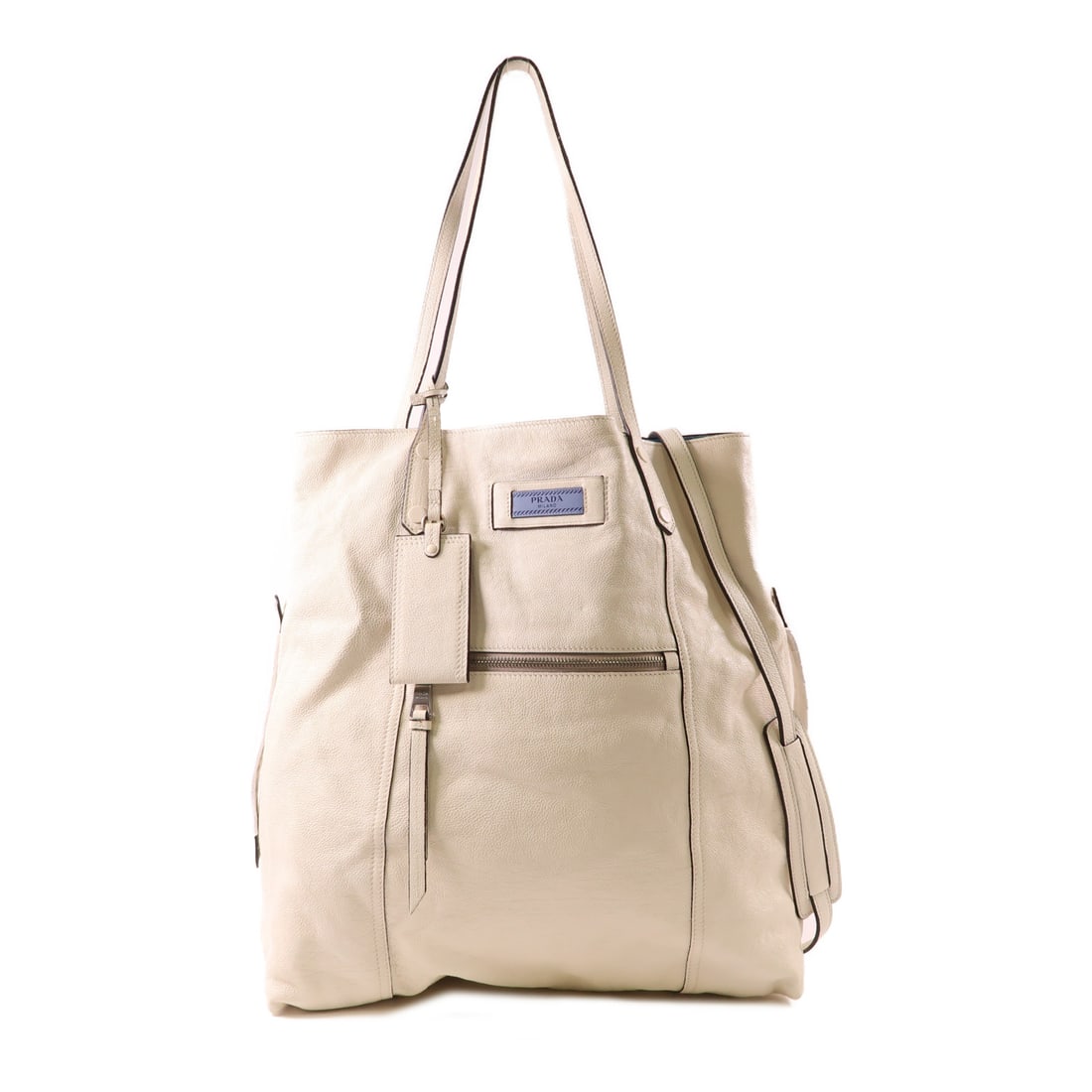 PRADA Cowhide Leather Glace Tote Bag Ginpaku Hand-Handed Bag for Shoulders and Backs 2wayShoulder Ba (1 of 13)