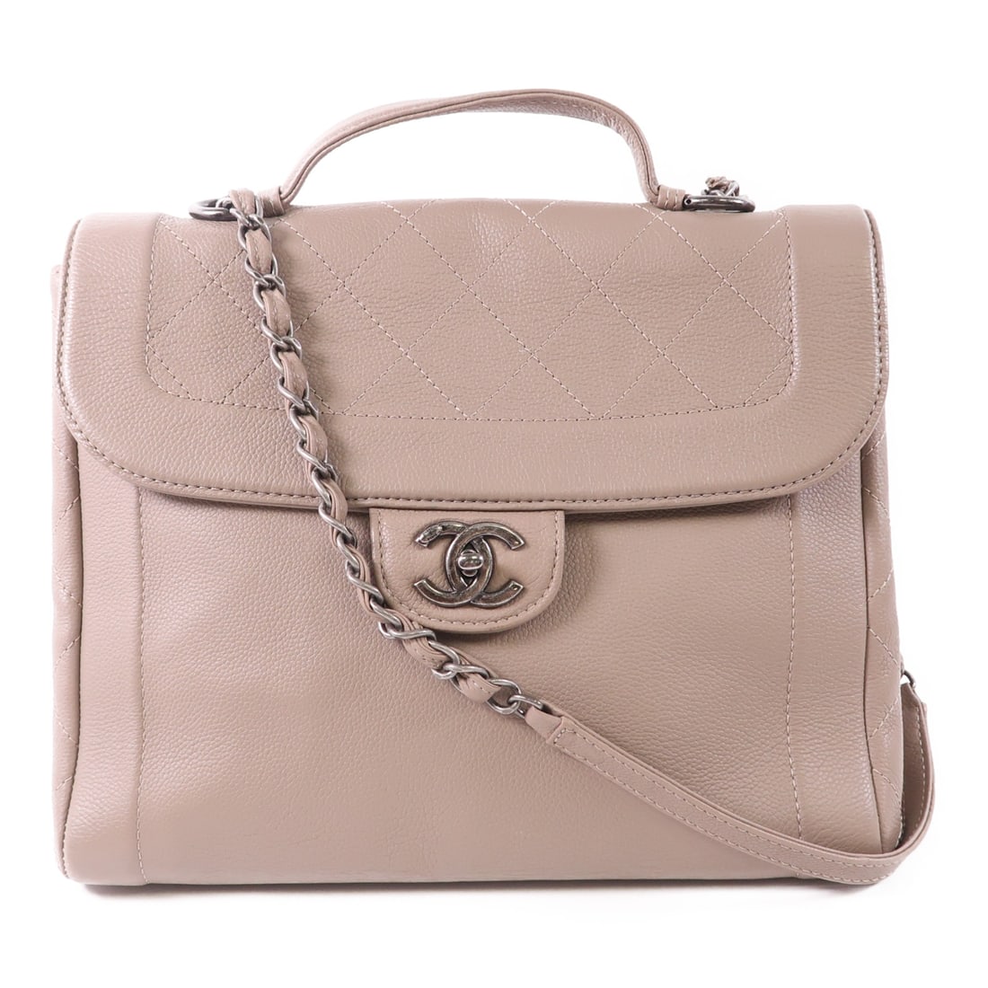 CHANEL Beige Begie Cowhide Leather Shoulder Bag Hand-Handed Shoulder Bag 2wayShoulder Bag Calfskin (1 of 20)