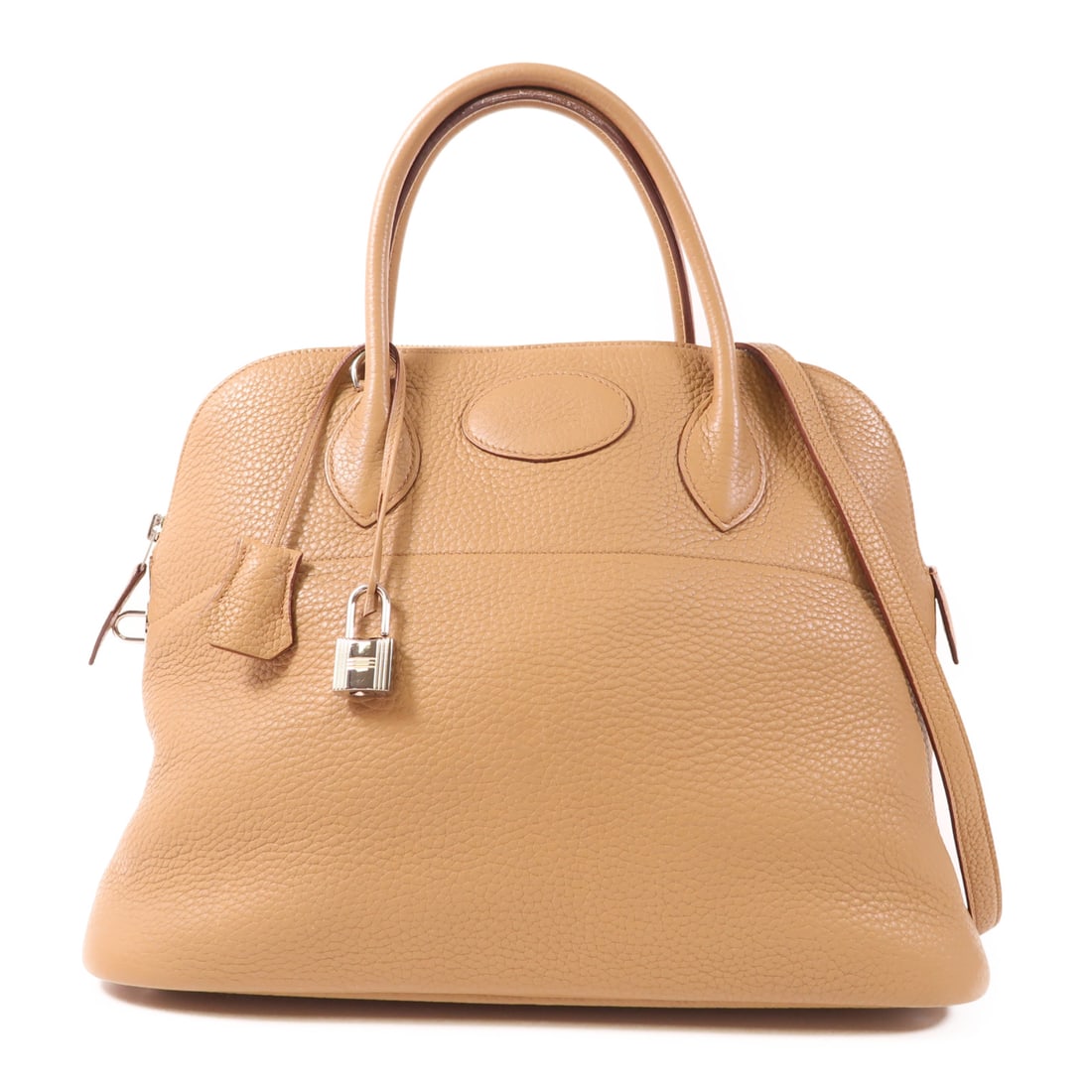 HERMES Clemence Leather Bolide 35 Silver Hand-Handed Shoulder Bag Tabac Camel 2wayShoulder Bag (1 of 14)