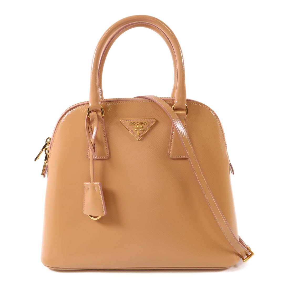 PRADA Lacquered Leather 2 Way Shoulder Bag Hand-Handed Shoulder Bag 2wayShoulder Bag Beige Begie (1 of 20)