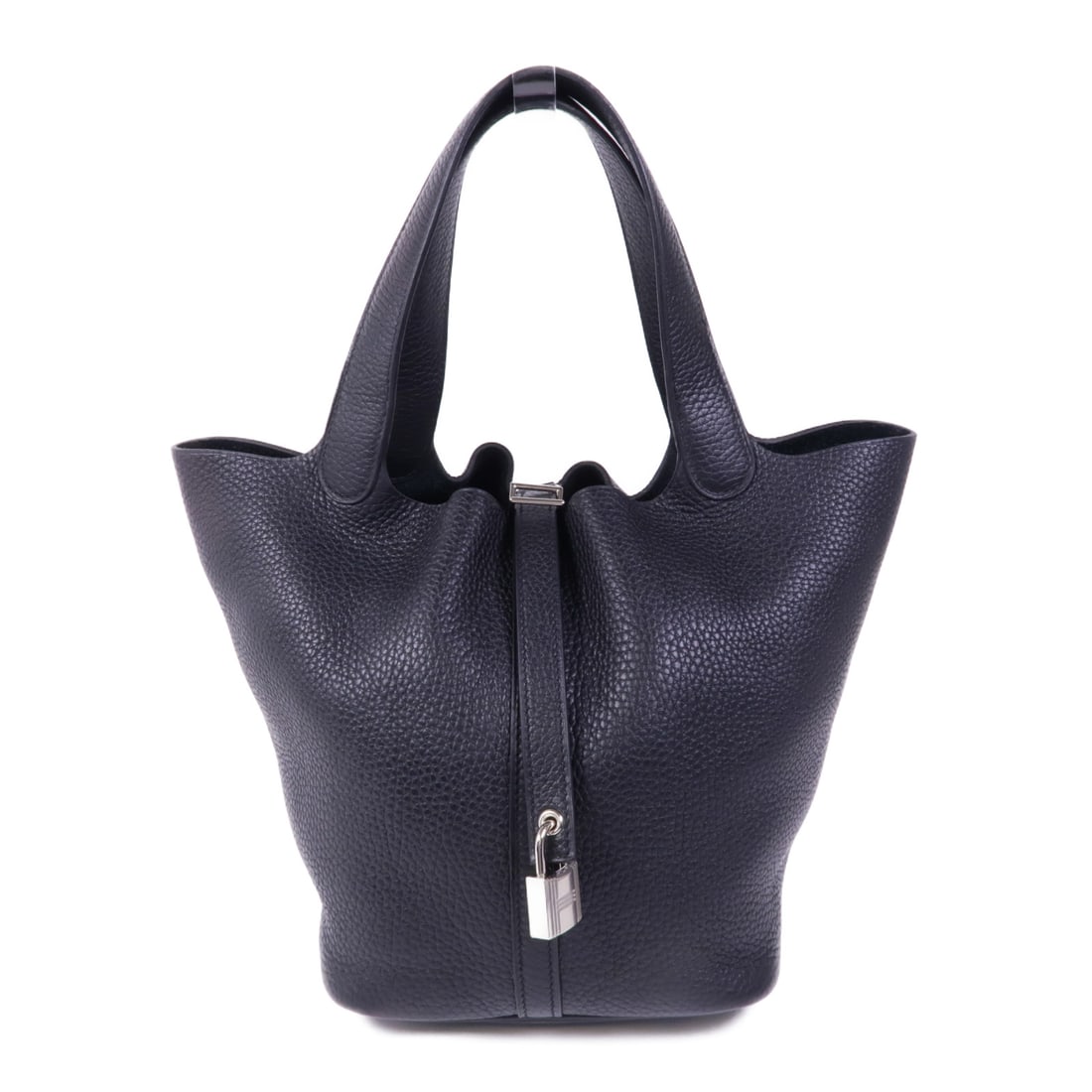HERMES Clemence Leather Picotin MM Ginpaku Handmade Bag 89 Noir Tote Bag Noir Black Black Noir (1 of 15)