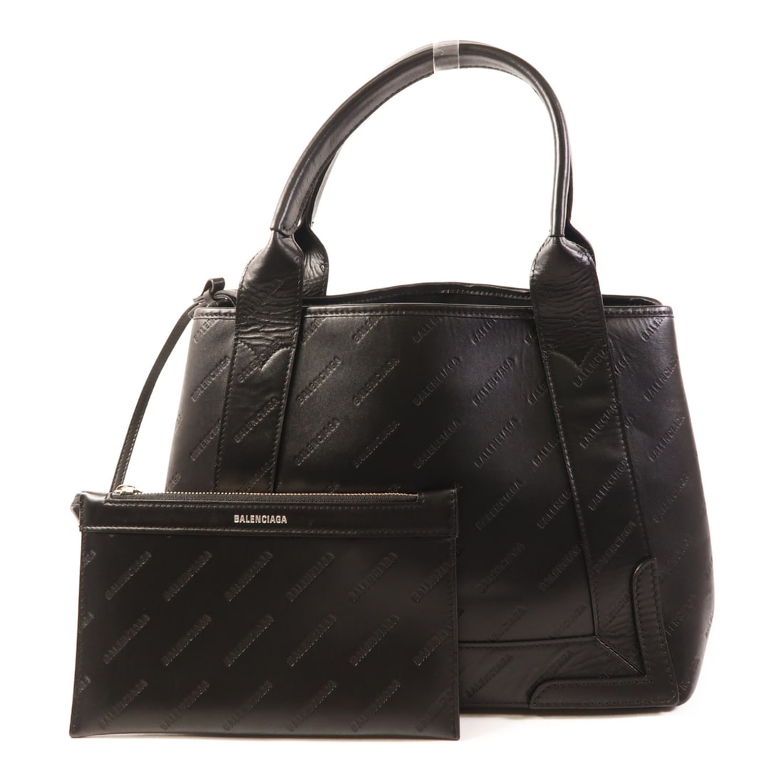 BALENCIAGA Cowhide Leather Navy Cabas Handmade Bag Handbag Black Black Calfskin (cowhide) 339933 (1 of 16)