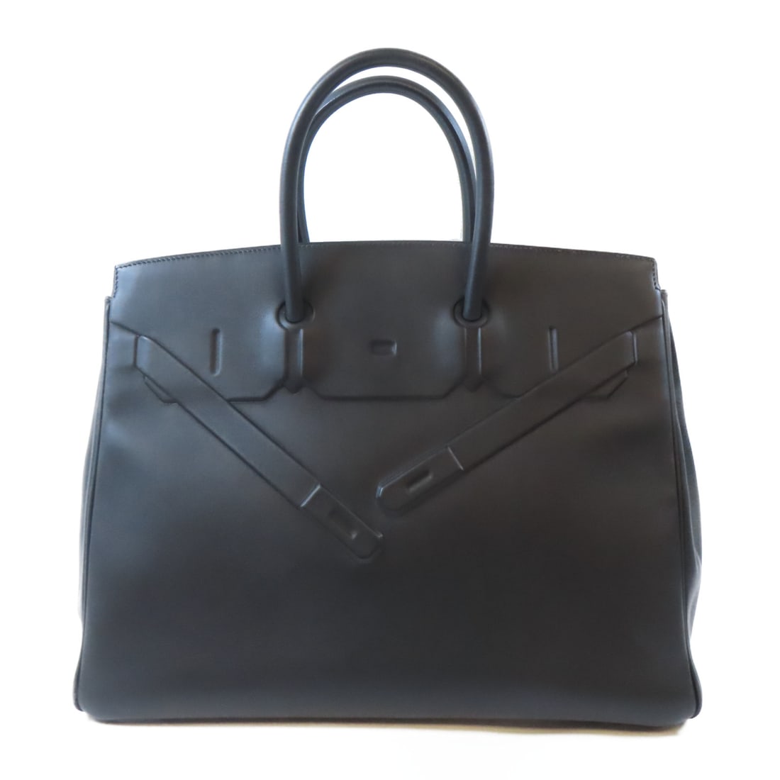 HERMES Swift Leather Birkin 35 Silver Handmade Bag Black Handbag Black Black Vaux Swift leath (1 of 17)
