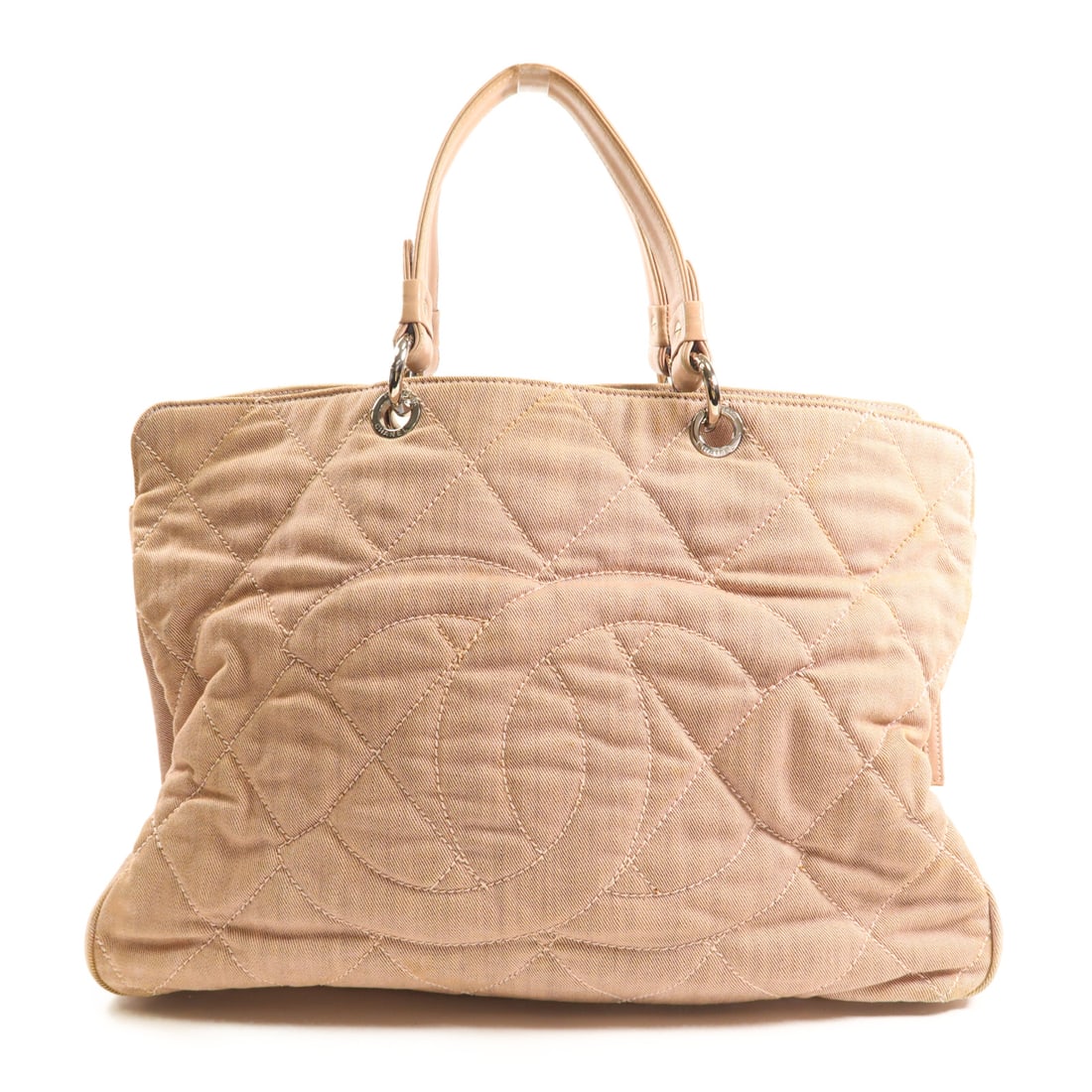 CHANEL Pink Pink Beef calf cloth silver handmade bag Handbag denim 46886: Item Name: CHANEL Pink Pink Beef calf cloth silver handmade bag Handbag denim 46886 Brand: CHANEL Model No.: 46886 Size: x W:37.5cmH:32cm x D:15cm(W:14.8 inch x H:12.6 inch x D:5.9 inch )Handle?37cm(1